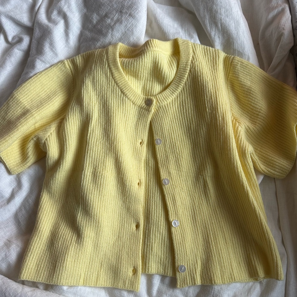 Yellow Ribbed Cardigan